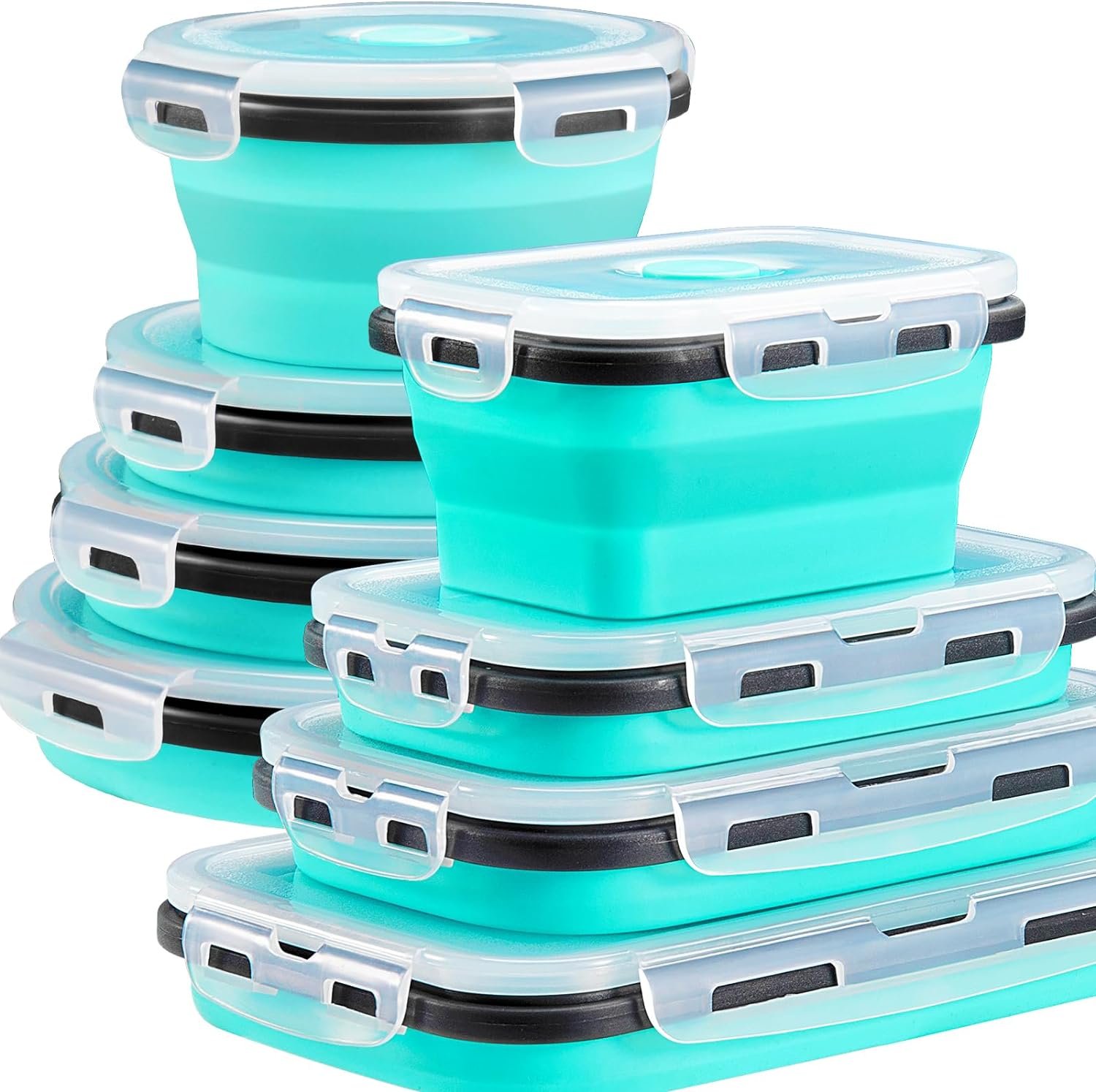 4 Pack Collapsible Food Storage Containers With Lids, Collapsible Storage Containers Sets Silicone Collapsible Bowls For Camping, RV Accessories, Travel Trailer Must (Mixed oz) (4)