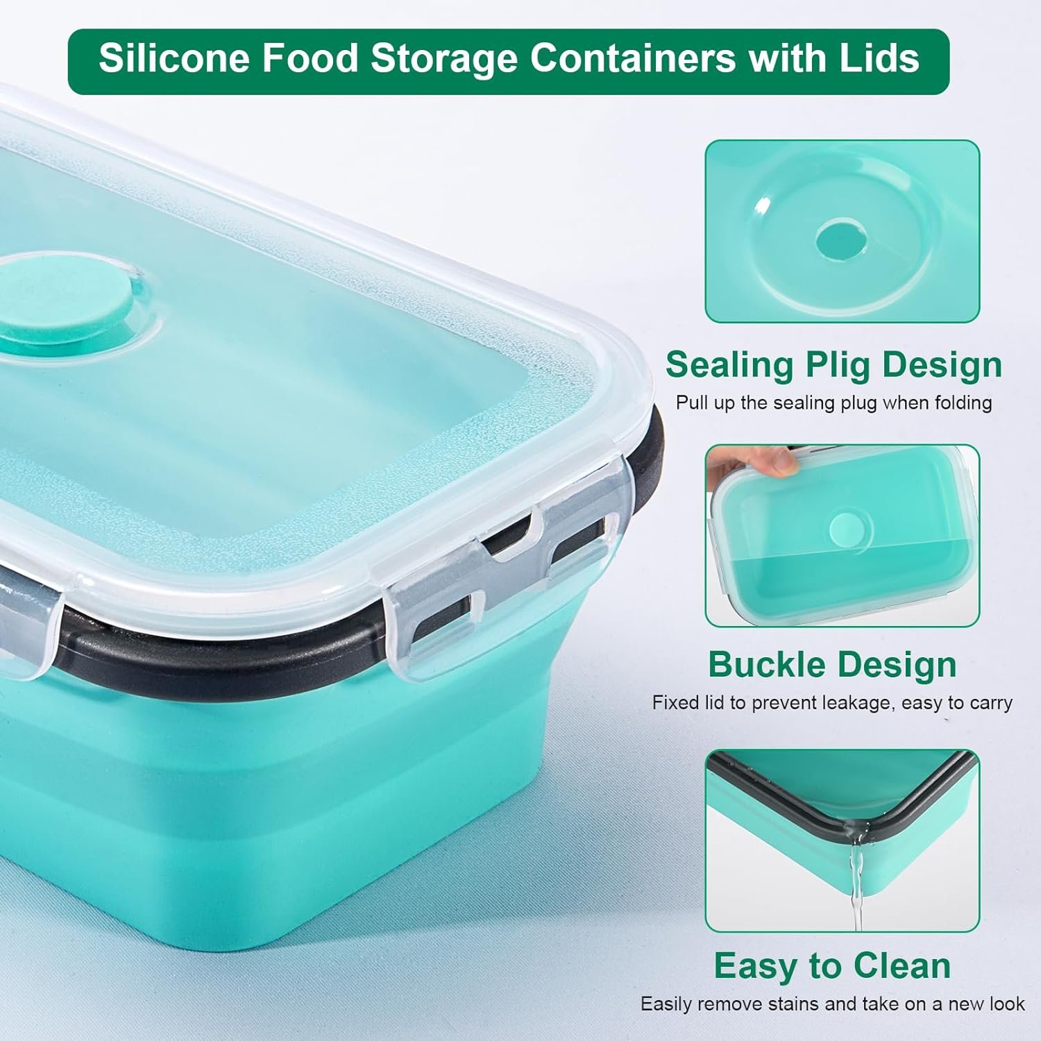 4 Pack Collapsible Food Storage Containers With Lids, Collapsible Storage Containers Sets Silicone Collapsible Bowls For Camping, RV Accessories, Travel Trailer Must (Mixed oz) (4)