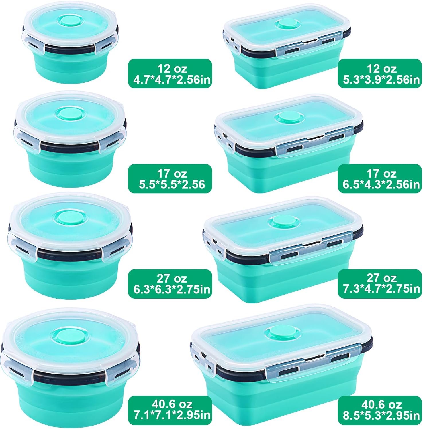 4 Pack Collapsible Food Storage Containers With Lids, Collapsible Storage Containers Sets Silicone Collapsible Bowls For Camping, RV Accessories, Travel Trailer Must (Mixed oz) (4)