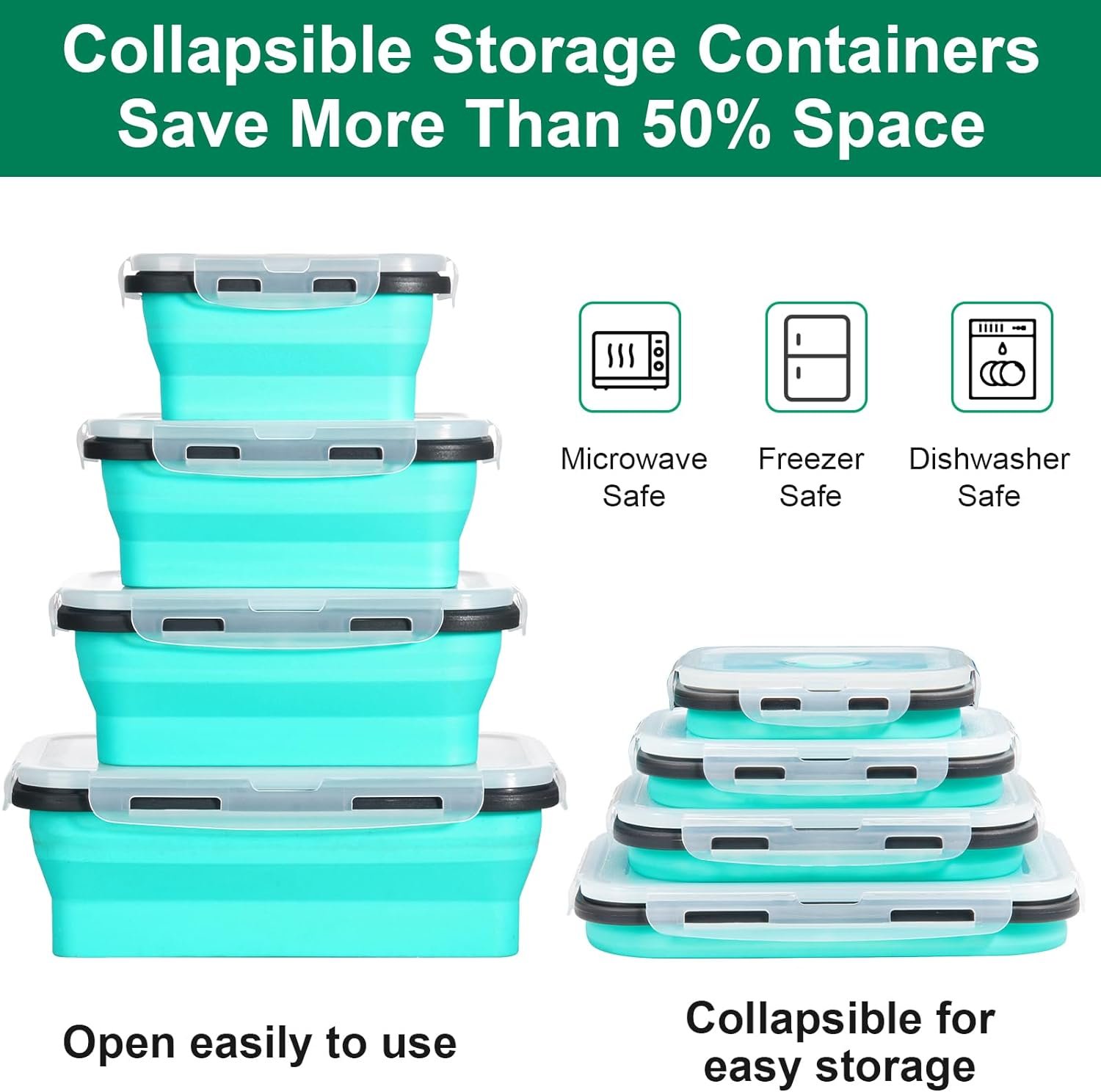 4 Pack Collapsible Food Storage Containers With Lids, Collapsible Storage Containers Sets Silicone Collapsible Bowls For Camping, RV Accessories, Travel Trailer Must (Mixed oz) (4)