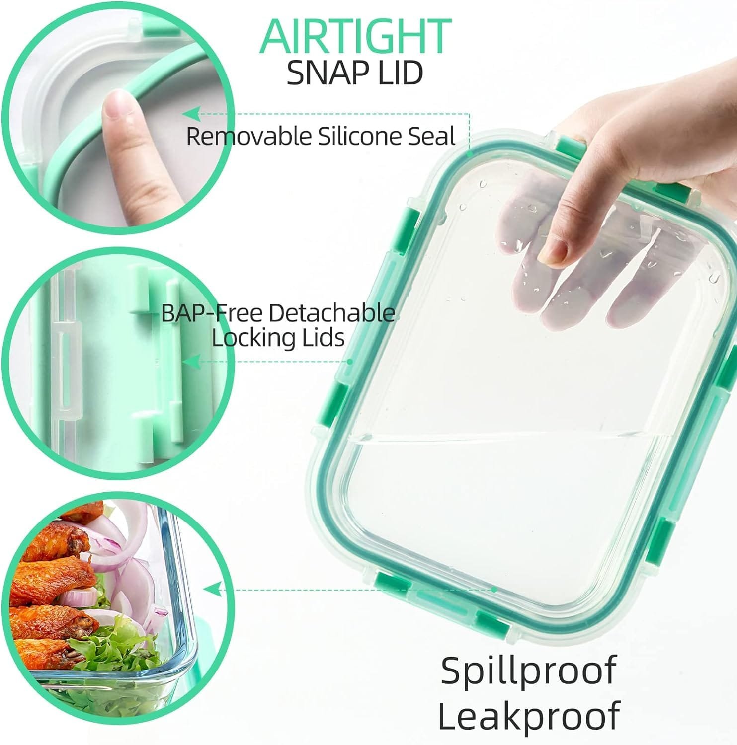 10 Pack Glass Food Storage Containers with Lids Leakproof, Airtight Glass Meal Prep Containers For Lunch, On The Go, Leftover, Dishwasher Safe