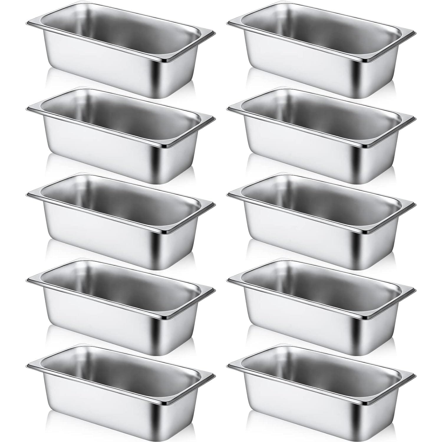 10 Pack Hotel Pans Stainless Steel Steam Table Water Pan 1/3 Size, 0.8 mm Thick Steam Pan Anti Warming Pans for Food Warmer Party Restaurant Catering Supplies, 12.8 x 6.9 Inch (4 Inch Deep) 10 Pack Hotel Pans Stainless Steel Steam Table Water Pan 1/3 Size, 0.8 mm Thick Steam Pan Anti Warming Pans for Food Warmer Party Restaurant Catering Supplies, 12.8 x 6.9 Inch (4 Inch Deep)