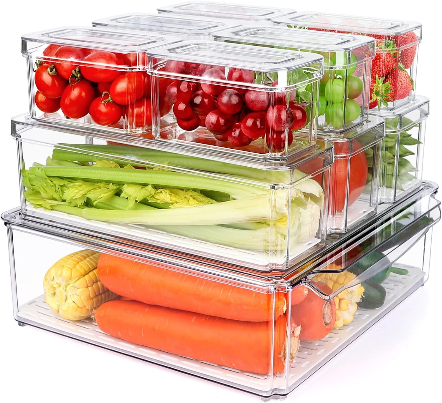 10 Pack Refrigerator Pantry Organizer Bins, Stackable Fridge Bins with Lids, Clear Plastic for Kitchen, Countertops, Cabinets, Fridge, Drinks, Fruits, Vegetable, Cereals 10 Pack Refrigerator Pantry Organizer Bins, Stackable Fridge Bins with Lids, Clear Plastic for Kitchen, Countertops, Cabinets, Fridge, Drinks, Fruits, Vegetable, Cereals