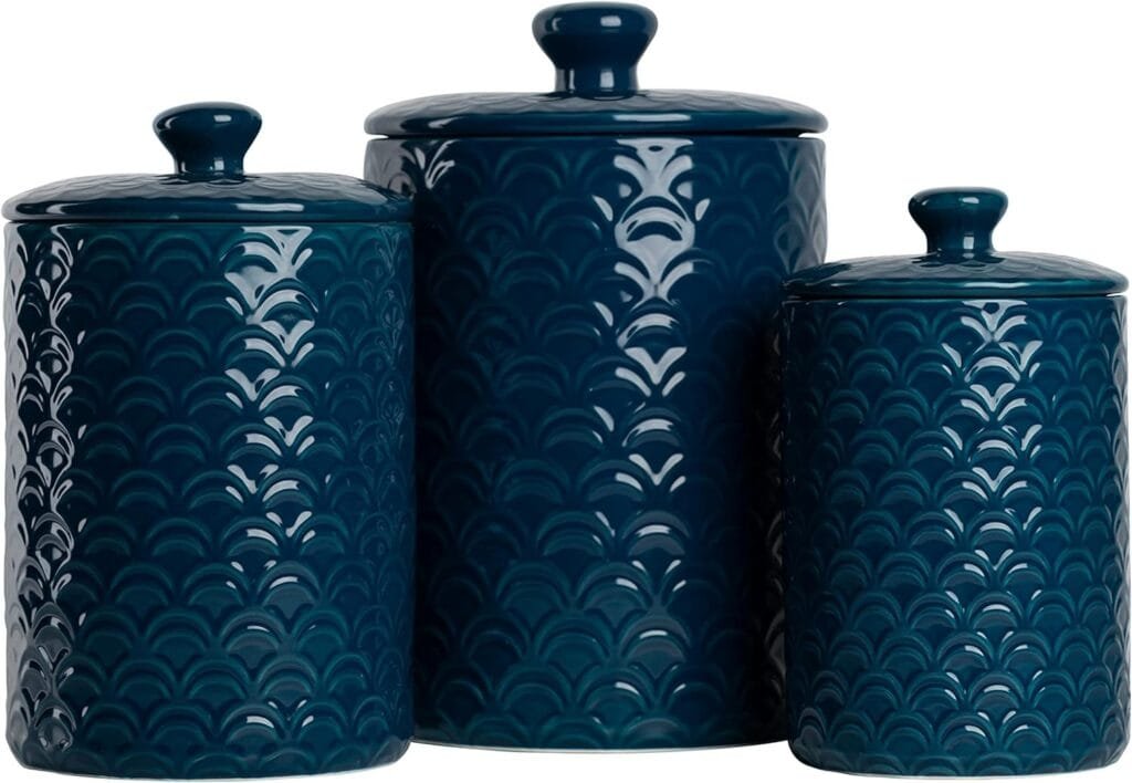 10 Strawberry Street Kitchen Canister, 3 Piece Set, Ocean Navy 10 Strawberry Street Kitchen Canister, 3 Piece Set, Ocean Navy