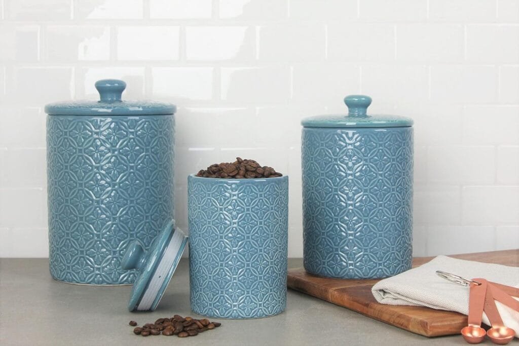 10 Strawberry Street Kitchen Canister, 3 Piece Set, Ocean Navy 10 Strawberry Street Kitchen Canister, 3 Piece Set, Ocean Navy