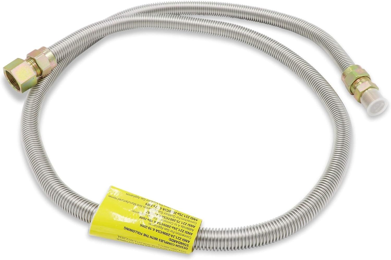 1/2 I/D, 5/8 O/D Gas Stove Flexible Hose Gas Line, Braided Stainless Steel, Fit Most Range and Grill Models 1/2 MIP x 3/4 FIP, 60 inch