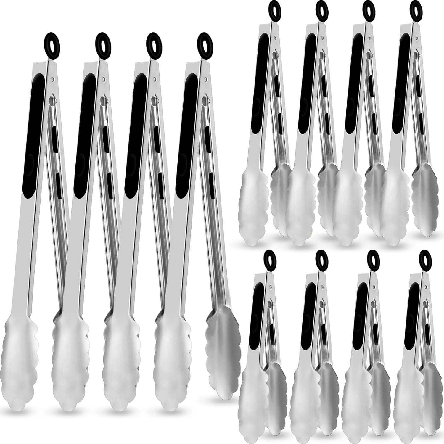 12 Pack Stainless Steel Kitchen Tongs 7/9/12 Inches Food Serving Tong Kitchen Cooking Tongs High Heat Resistant Tongs for Cooking Non Stick Locking Kitchen Tong Food Tongs for Grill Salad Frying BBQ 12 Pack Stainless Steel Kitchen Tongs 7/9/12 Inches Food Serving Tong Kitchen Cooking Tongs High Heat Resistant Tongs for Cooking Non Stick Locking Kitchen Tong Food Tongs for Grill Salad Frying BBQ