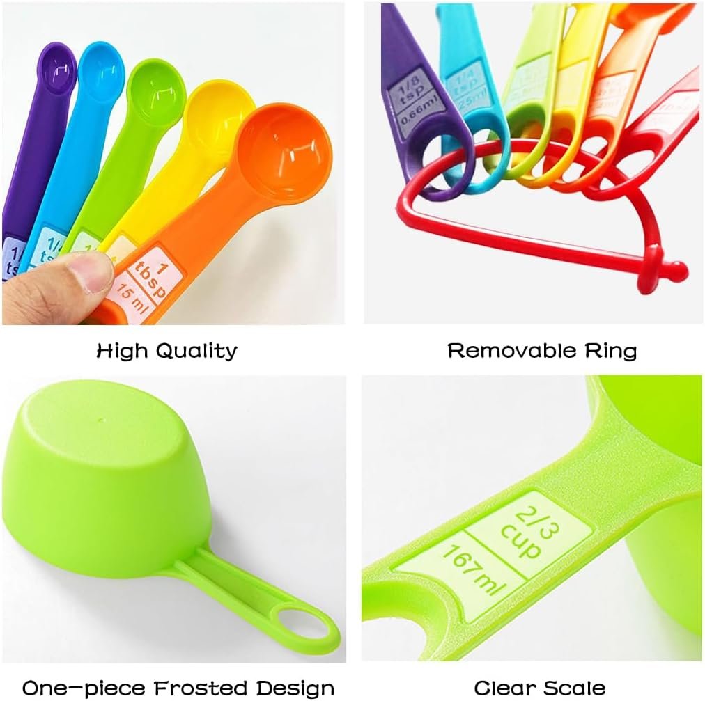 12 Piece Measuring Cups and Spoons Set, Colored Kitchen Measure Tools, Durable Nesting Cups and Spoons for Dry and Liquid, Dishwasher Safe 12 Piece Measuring Cups and Spoons Set, Colored Kitchen Measure Tools, Durable Nesting Cups and Spoons for Dry and Liquid, Dishwasher Safe