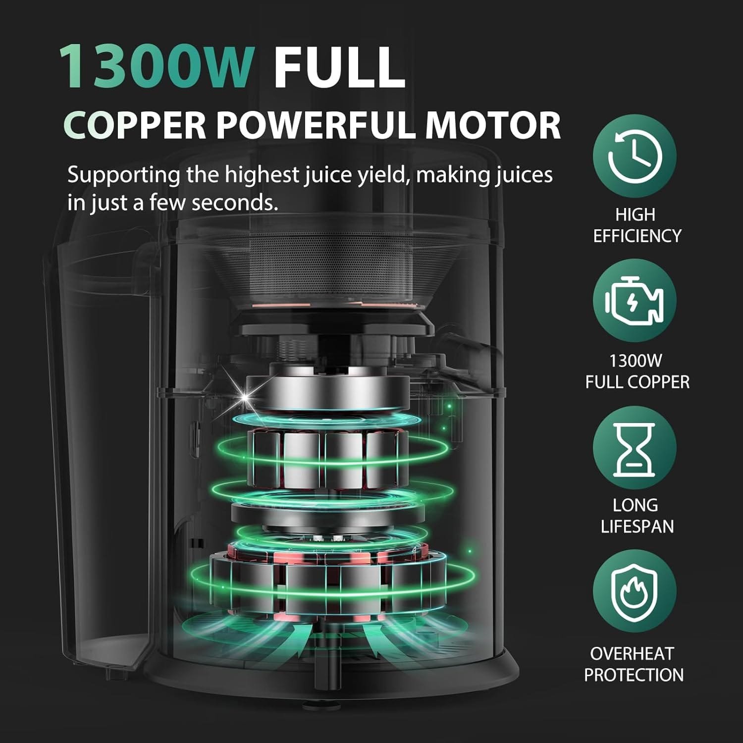 1300W KOIOS Centrifugal Juicer Machines, Juice Extractor with Extra Large 3inch Feed Chute, Full Copper Motor, Titanium-Plated Filter, High Juice Yield, 3 Speeds Mode,Easy to Clean with Brush,BPA-Free 1300W KOIOS Centrifugal Juicer Machines, Juice Extractor with Extra Large 3inch Feed Chute, Full Copper Motor, Titanium-Plated Filter, High Juice Yield, 3 Speeds Mode,Easy to Clean with Brush,BPA-Free