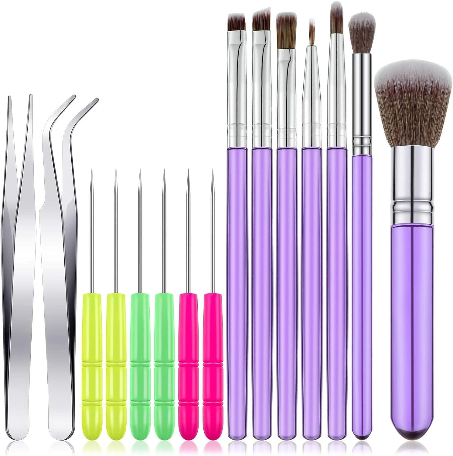 15 Pieces Cake Decorating Tool Set Include Cookie Decoration Brushes Cookie Scriber Needles Sugar Stir Needles Elbow and Straight Tweezers for Cookie Cake Fondant Decoration Supplies(Purple) 15 Pieces Cake Decorating Tool Set Include Cookie Decoration Brushes Cookie Scriber Needles Sugar Stir Needles Elbow and Straight Tweezers for Cookie Cake Fondant Decoration Supplies(Purple)