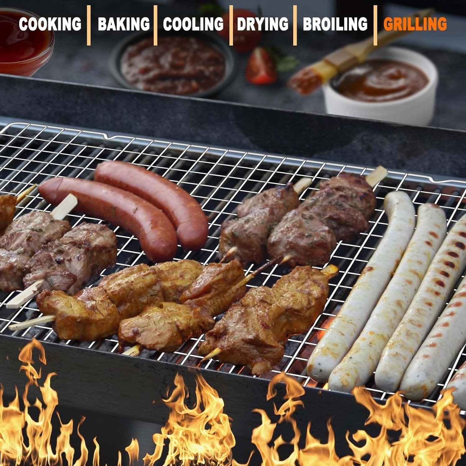 15.8”×9.8” Cooling Rack, 3P Stainless Steel Baking Rack, Oven Safe Cooling Racks for Cooking and Baking, Silver Roasting Rack  Wire Rack  Cookie Cooling Rack for Roasting, Grilling, Drying