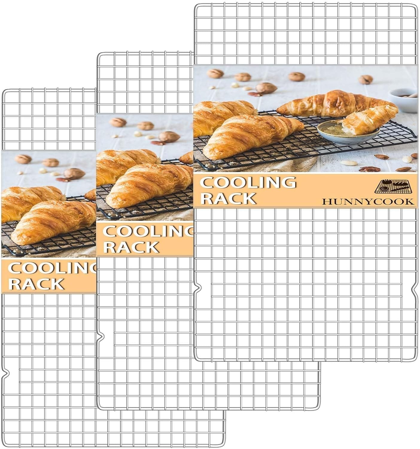 15.8”×9.8” Cooling Rack, 3P Stainless Steel Baking Rack, Oven Safe Cooling Racks for Cooking and Baking, Silver Roasting Rack  Wire Rack  Cookie Cooling Rack for Roasting, Grilling, Drying