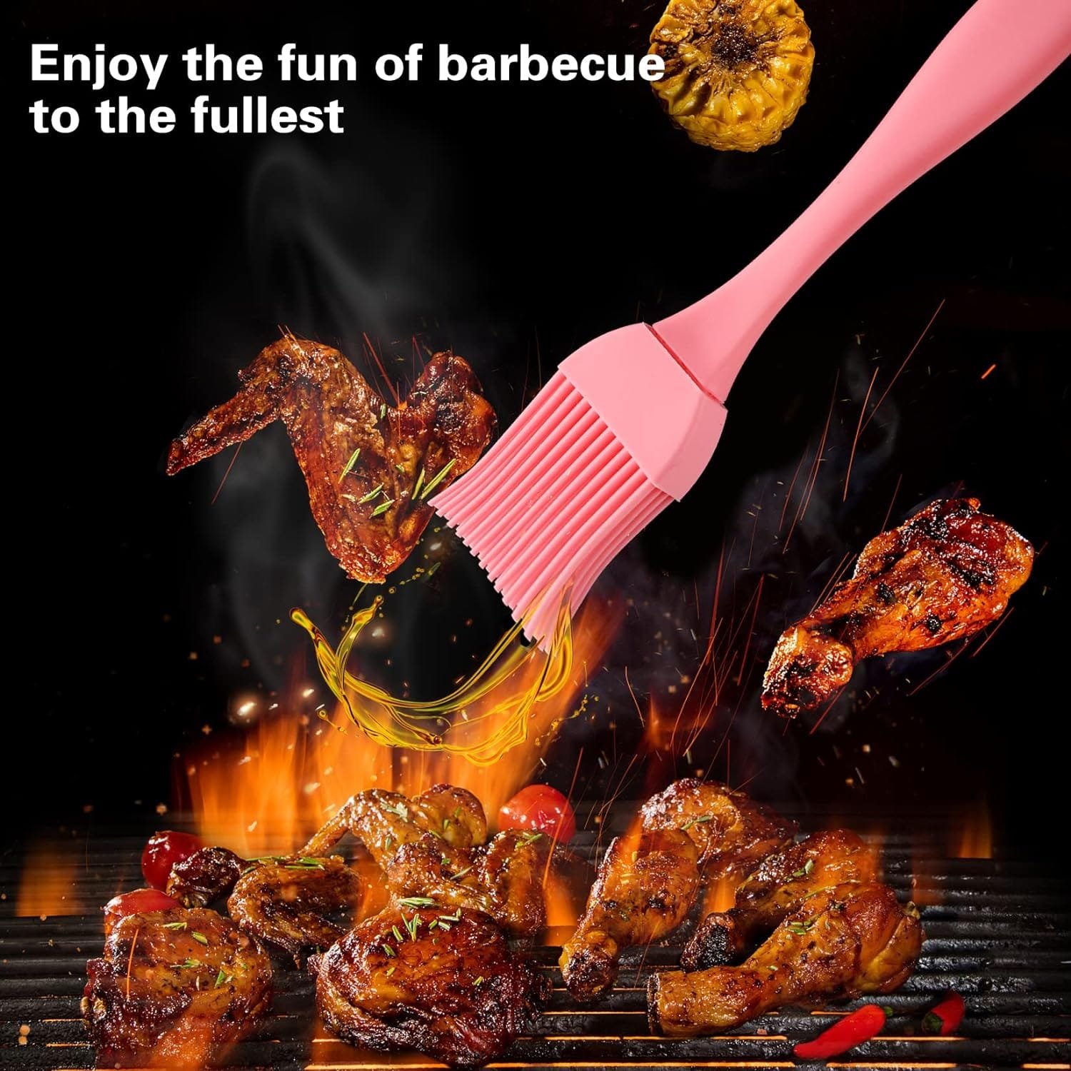 16 Pcs Silicone Basting Pastry Brush - Cooking Brush for Oil Sauce Butter Marinades, Food Brushes for BBQ Grill Kitchen Baking, Baster Brushes Baste Pastries Cakes Meat Desserts