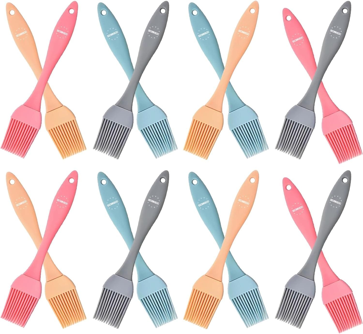 16 Pcs Silicone Basting Pastry Brush - Cooking Brush for Oil Sauce Butter Marinades, Food Brushes for BBQ Grill Kitchen Baking, Baster Brushes Baste Pastries Cakes Meat Desserts