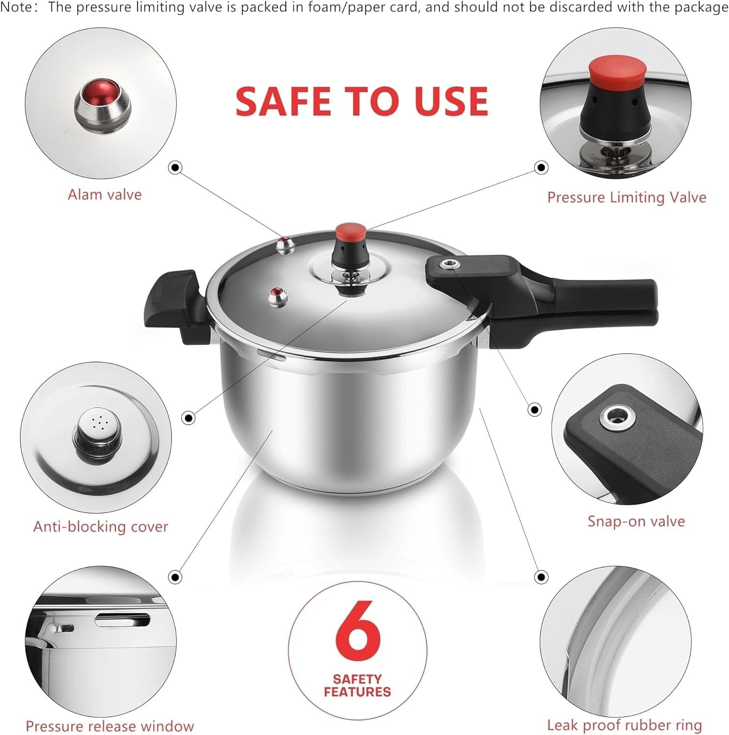1Gal Thickened Stainless Steel Pressure Cooker Cookware Pressure Canner Rice Cooker with Spring Valve Safeguard Devices, Compatible with Gas  Induction Cooker Explosion-proof suitable for 3-5person