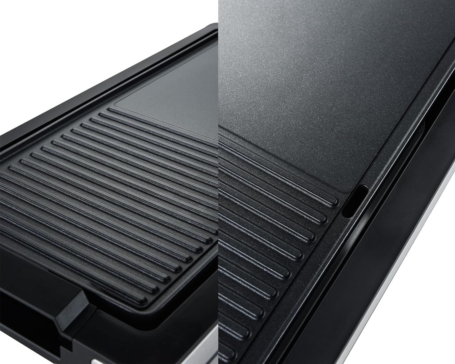 2-in-1 Grill  Griddle, Electric Smokeless Indoor Grill, 1800W Fast Heat Up BBQ Grill, Nonstick Cooking Plate, 5 Levels Adjustable Temperature, Detachable  Dishwasher Safe, Cool-touch Handles, Black