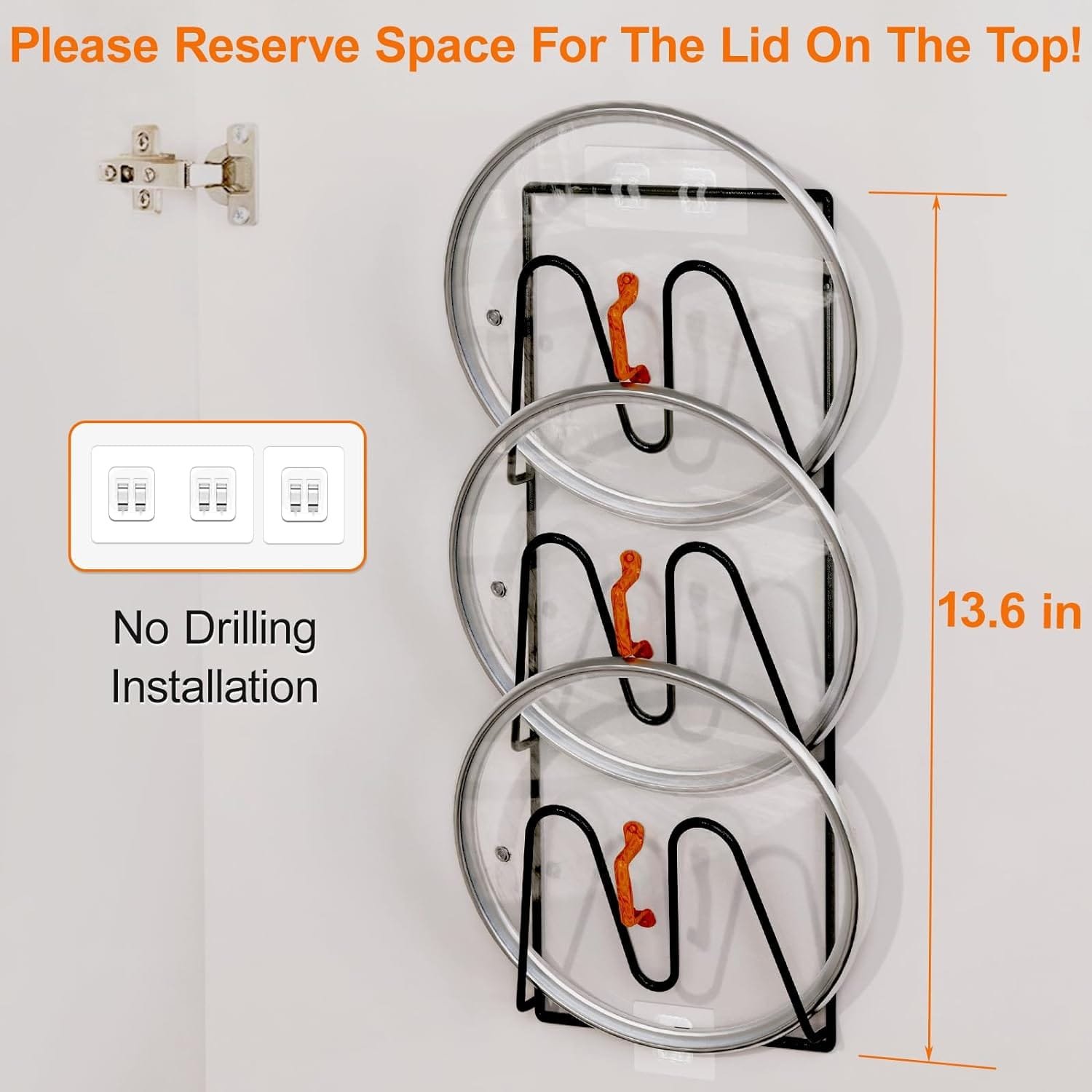 2 Pack Pot Lid Organizer Rack, 6-Tier Pot Lids Holder for Cabinet Door/Wall, No Drilling Adhesive Wall/Door Mounted Rustproof Pot and Pan Cover for Kitchen Storage, Classic Black 2 Pack Pot Lid Organizer Rack, 6-Tier Pot Lids Holder for Cabinet Door/Wall, No Drilling Adhesive Wall/Door Mounted Rustproof Pot and Pan Cover for Kitchen Storage, Classic Black