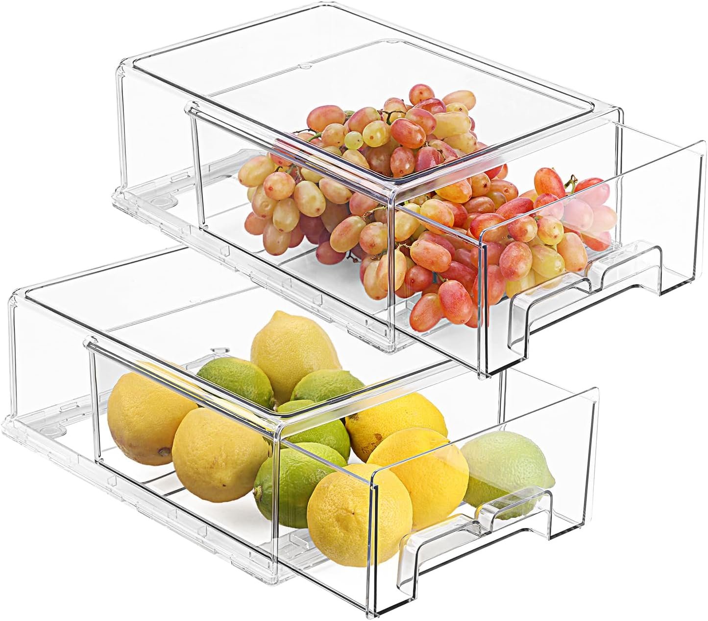 2 Pack Refrigerator Organizer Bins-Refrigerator Pull Out Drawer-Stackable Storage Drawer For Refrigerator Organizing, Plastic Fridge Organizer Bins,Perfect for Organization and Storage 2 Pack Refrigerator Organizer Bins-Refrigerator Pull Out Drawer-Stackable Storage Drawer For Refrigerator Organizing, Plastic Fridge Organizer Bins,Perfect for Organization and Storage
