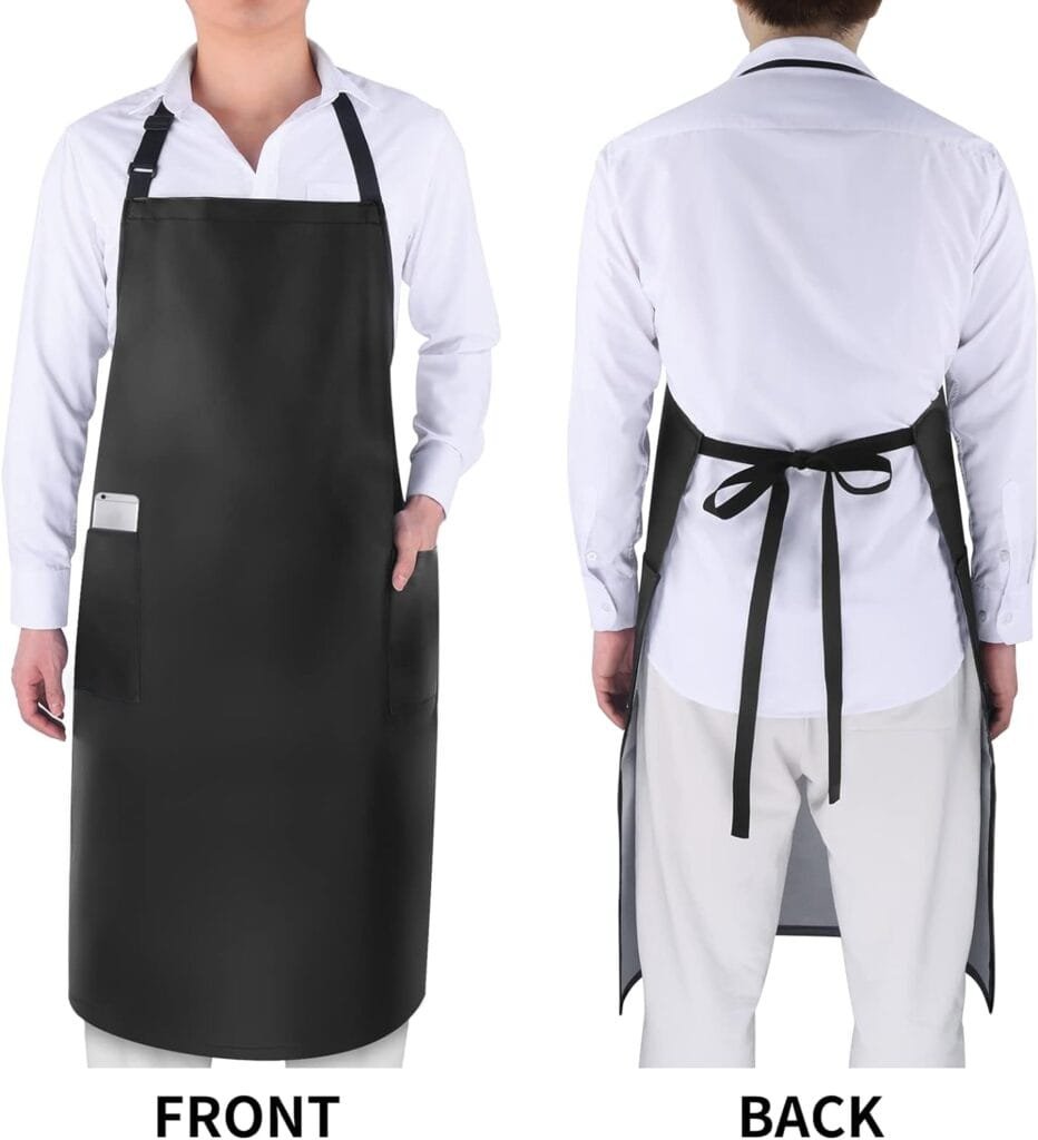2 Pack Waterproof Rubber Vinyl Apron 40 Aprons for Men Heavy Duty Chemical Resistant Work Apron Extra Long Grilling Aprons with Adjustable Bib Apron for Dishwashing Lab Butcher Cooking Kitchen Black