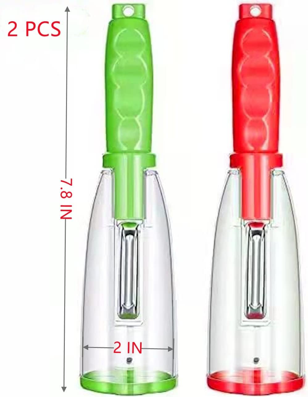 2 Pieces set of Peeler with container Stainless steel blade,Both fruits and vegetables are suitable., 9*5*2