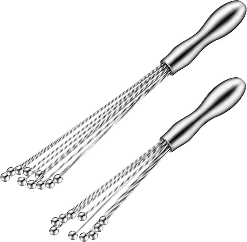 2 Pieces Stainless Steel Mini Ball Whisk 10-Inch and 12-Inch, Egg Beater Manual Mixer Whisk for Sauces Cream Cooking Blender 2 Pieces Stainless Steel Mini Ball Whisk 10-Inch and 12-Inch, Egg Beater Manual Mixer Whisk for Sauces Cream Cooking Blender