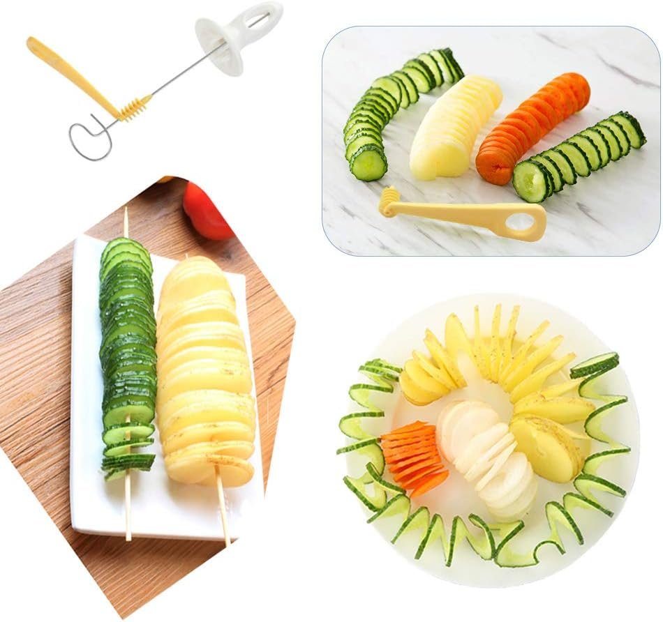 2 Set Tornado Spiral Potato Cutter Manual Slicer, Fry Vegetable Spiralizer Chips Maker with 4 stainless steel Sticks 2 Set Tornado Spiral Potato Cutter Manual Slicer, Fry Vegetable Spiralizer Chips Maker with 4 stainless steel Sticks