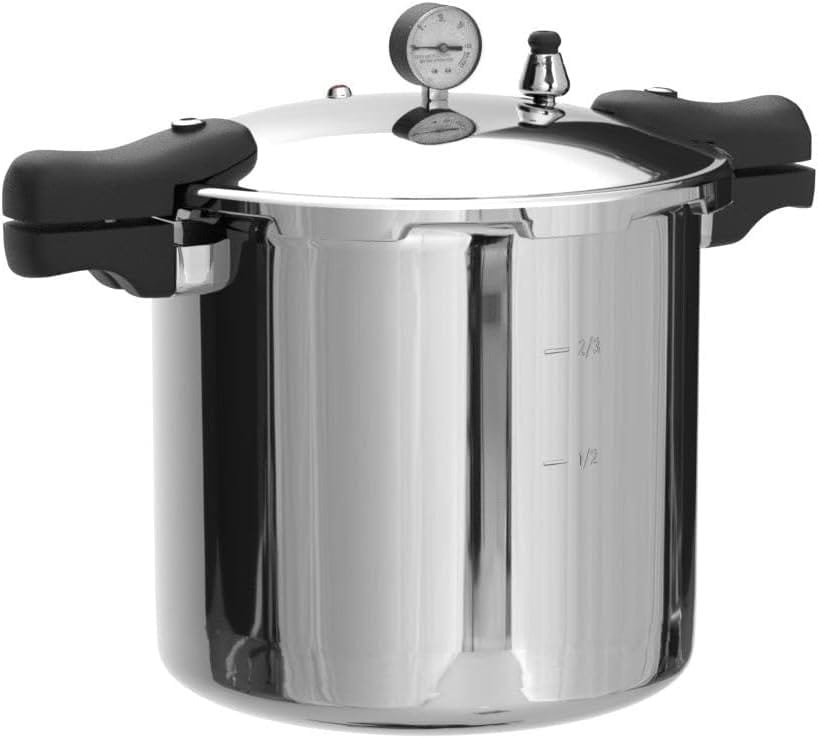 23 Quart Pressure Canner  Cooker | Induction Compatible | Pressure Gauge  Pressure Regulator | Aluminum  Stainless Steel | Denali is a USA Company
