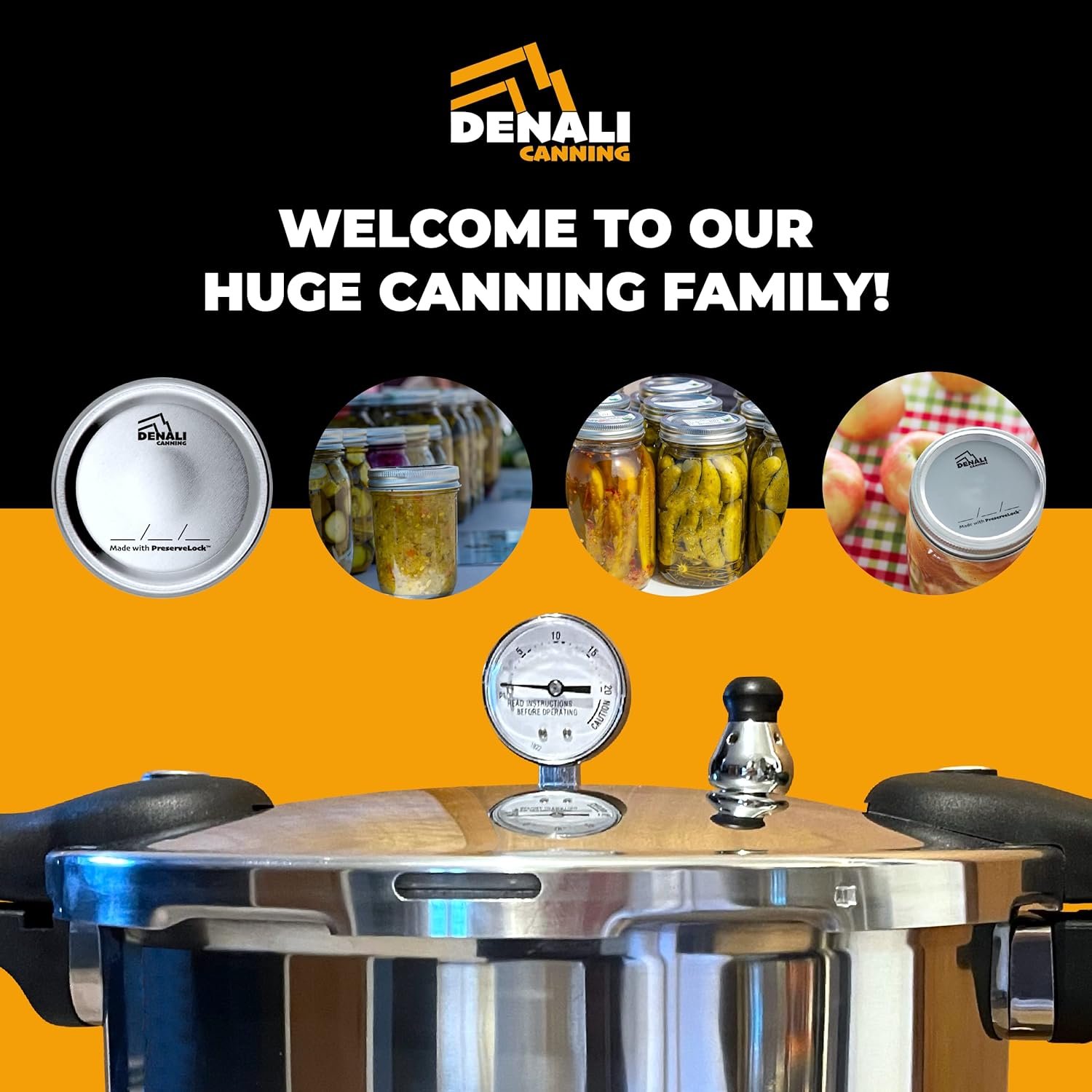 23 Quart Pressure Canner  Cooker | Induction Compatible | Pressure Gauge  Pressure Regulator | Aluminum  Stainless Steel | Denali is a USA Company