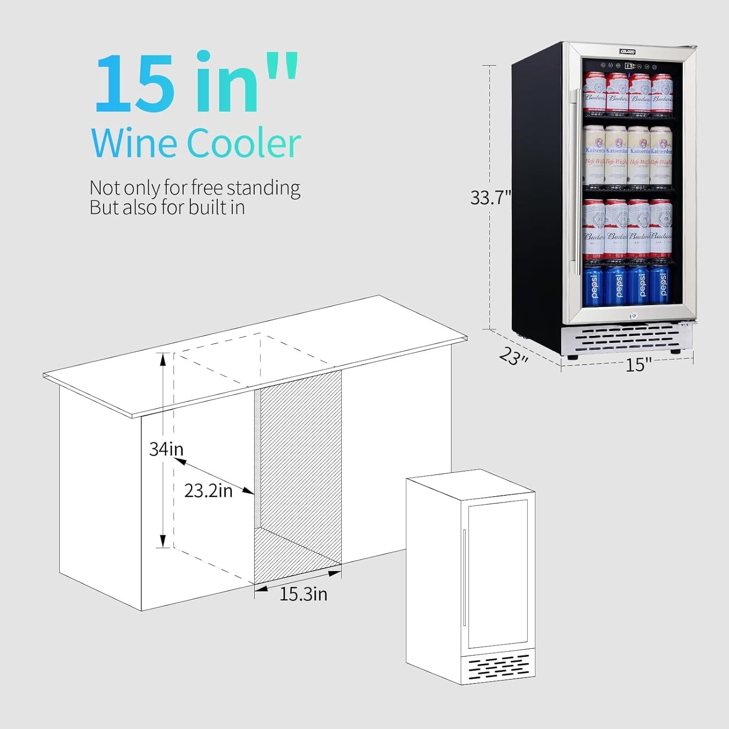 28-bottle-wine-cooler-refrigerator-15-seamless-stainless-steel-built-in-freestanding-wine-fridge-double-layer-tempered-g - Cooking Appliance World