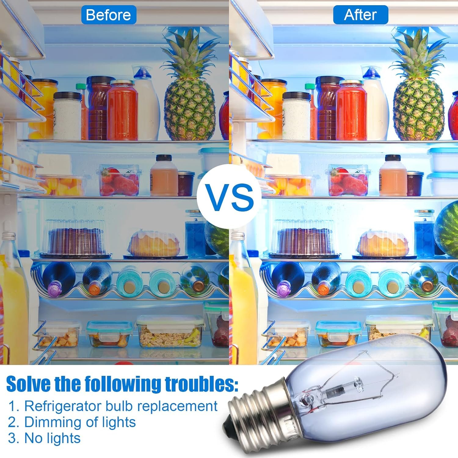 297048600 241552802 Refrigerator Light Bulb Replacement Compatible with Frigidaire Whirlpool KitchenAid Electrolx Kenmore Fridge Light Bulbs-T8 E17 40W (2.57in L) 297048600 241552802 Refrigerator Light Bulb Replacement Compatible with Frigidaire Whirlpool KitchenAid Electrolx Kenmore Fridge Light Bulbs-T8 E17 40W (2.57in L)