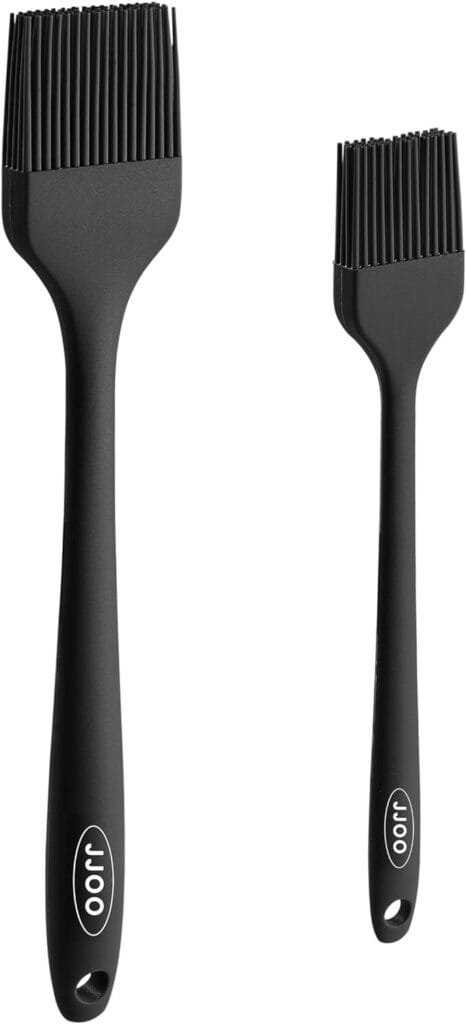 2PCS Silicone Basting Pastry Brush, JJOO Heat Resistant Food Cooking Brush for Oil, Sauce, Baking, BBQ and Grill, BPA Free, Dishwasher Safe (2Pack, Black)