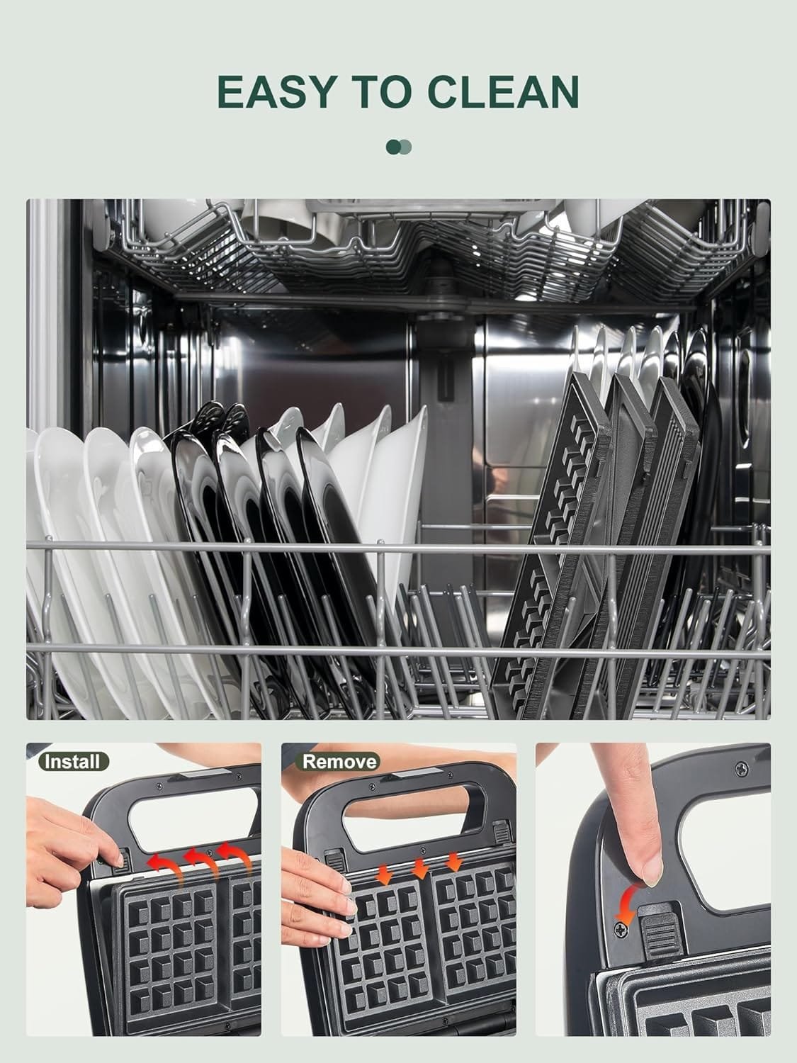 3-in-1 Waffle, Grill  Sandwich Maker, Panini Press Grill and Waffle Iron Set with Removable Non-Stick Plates, Perfect for Cooking Grilled Cheese, Tuna Melts, Burgers, Steaks and Snacks, Black (3 in1 Sandwich Maker With Plastic Handle)