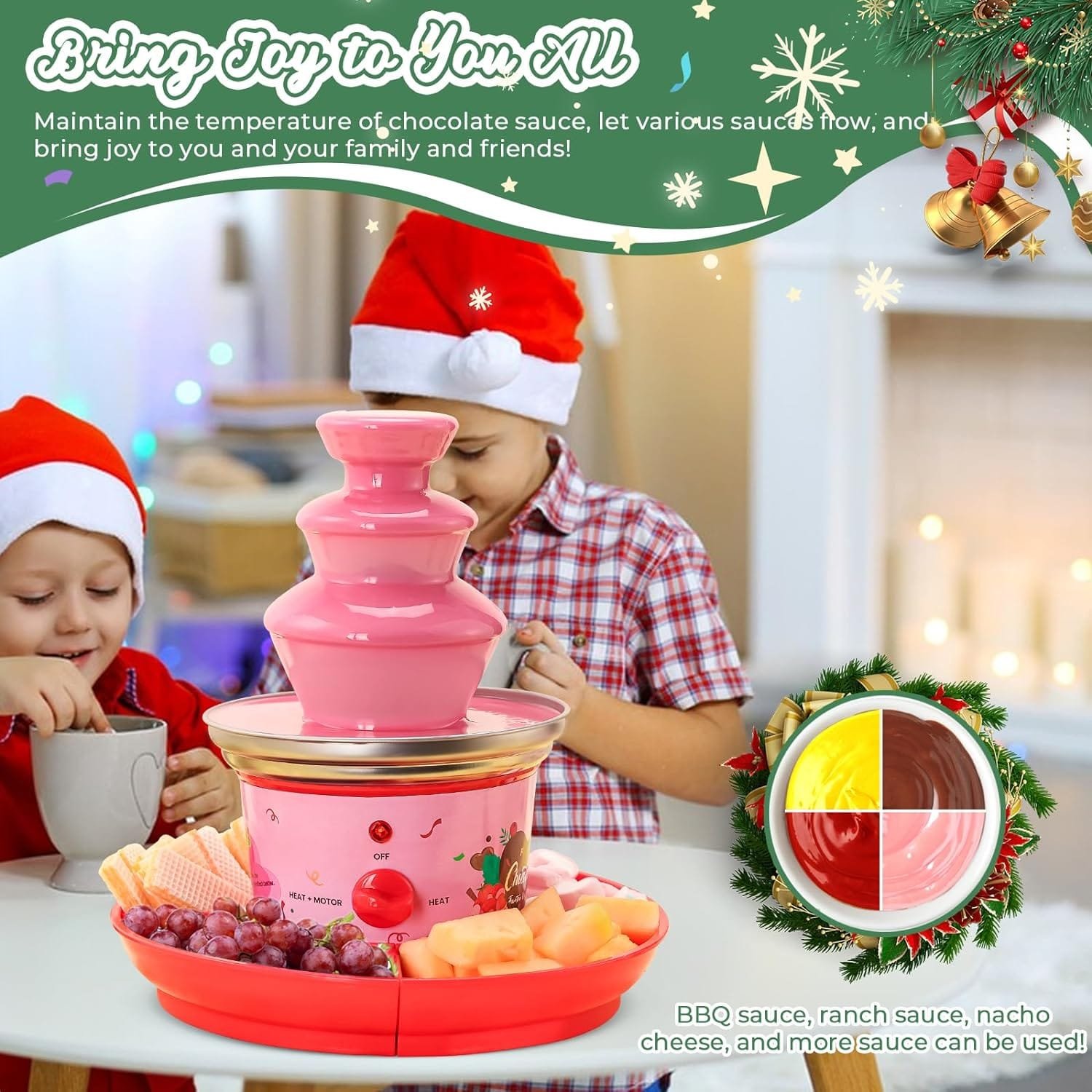 3 Tiers Mini Chocolate Fountain Machine 16 Oz Fondue Fountain with Removable Serving Tray and Disposable Skewers Nacho Cheese Fountain for Party, Gathering, Wedding, Rental 3 Tiers Mini Chocolate Fountain Machine 16 Oz Fondue Fountain with Removable Serving Tray and Disposable Skewers Nacho Cheese Fountain for Party, Gathering, Wedding, Rental