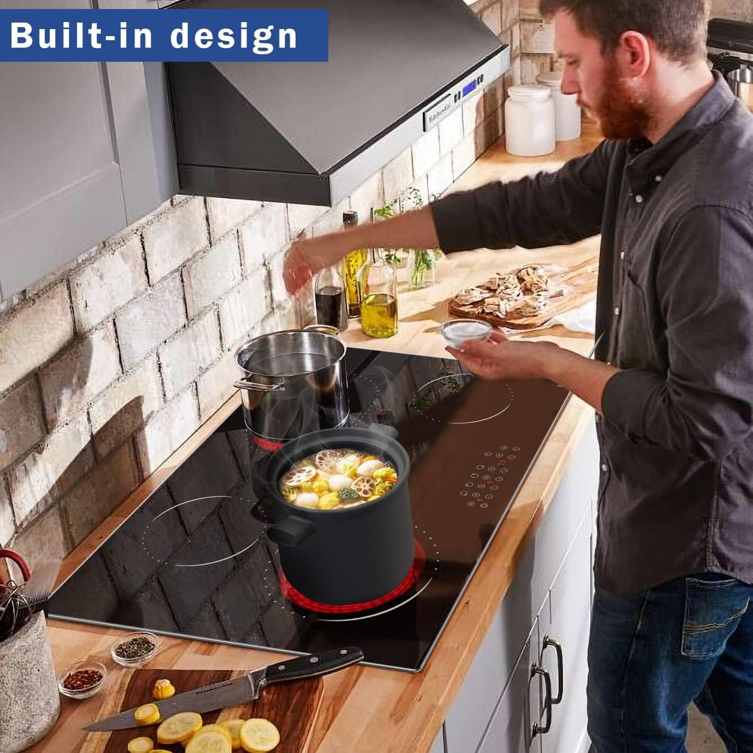 30 Inch Electric Cooktop, 4 Burners Radiant Electric Stove, Built-in Electric Stove Top, With Dual Oval Zone, Child Lock, Glass Protection Metal Frame, 220V-240V Hard Wire (No Plug) Hobsir 30 Inch Electric Cooktop, 4 Burners Radiant Electric Stove, Built-in Electric Stove Top, With Dual Oval Zone, Child Lock, Glass Protection Metal Frame, 220V-240V Hard Wire (No Plug) Hobsir