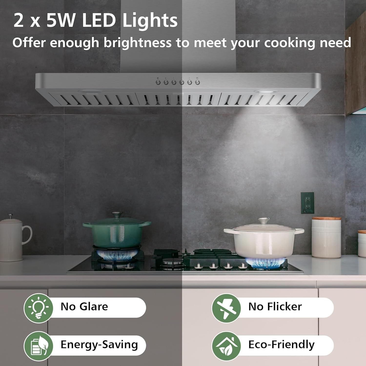 30 Range Hood - 900 CFM Stainless Steel Wall Mount Kitchen Exhaust with 4 Speed Fan, LED Lights, Push Button, Ultra-thin Body, Chimney Style Stove Vent Hood  Ducted Exhaust Vent