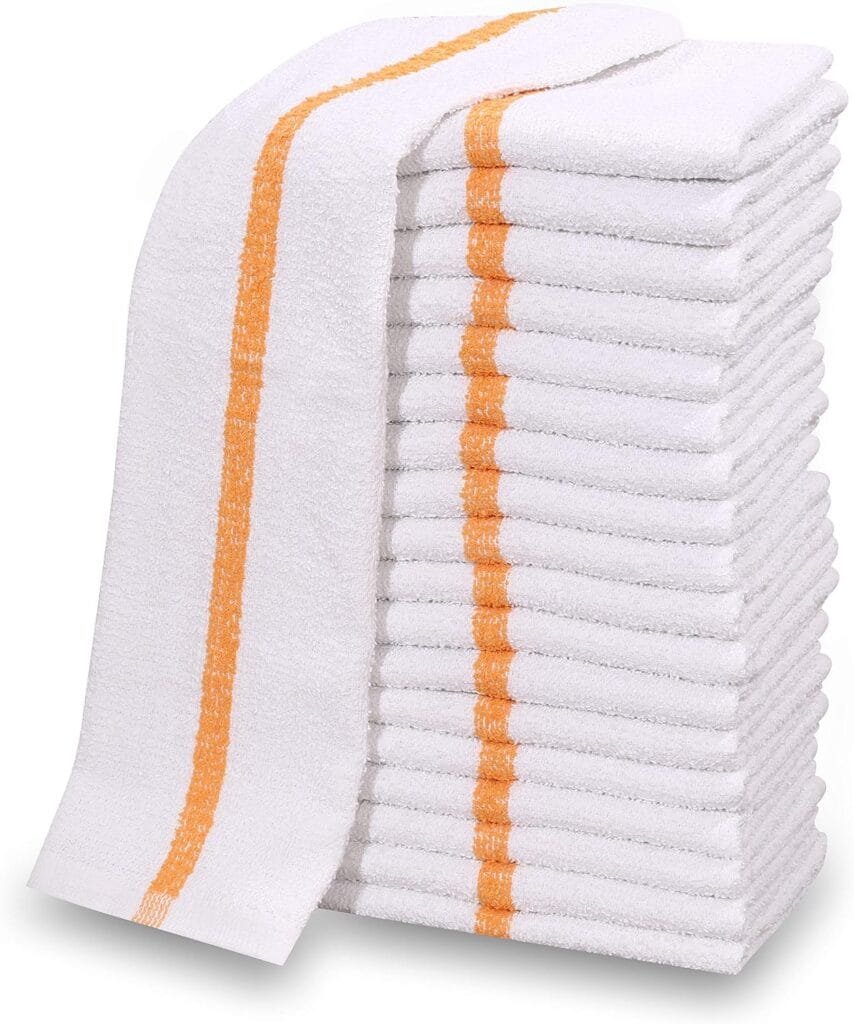 36 PC New Cotton Blend White Restaurant Bar Mops Kitchen Towels (3 Dozen) (36, Gold Stripe) 36 PC New Cotton Blend White Restaurant Bar Mops Kitchen Towels (3 Dozen) (36, Gold Stripe)