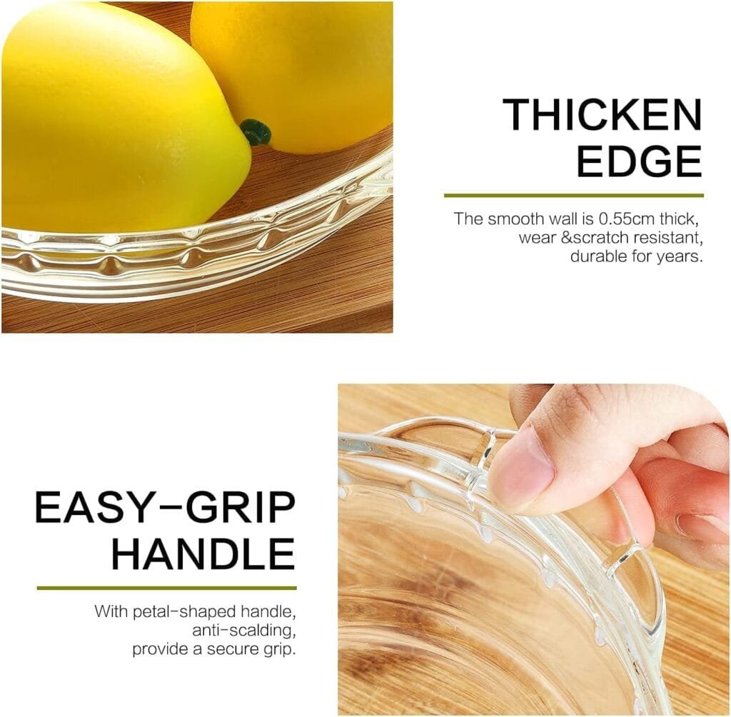 4 Packs Glass Pie Plates, MCIRCO Deep Pie Pans Set (7/8/9/10), Pie Baking Dishes with Handles for Baking and Serving, Clear