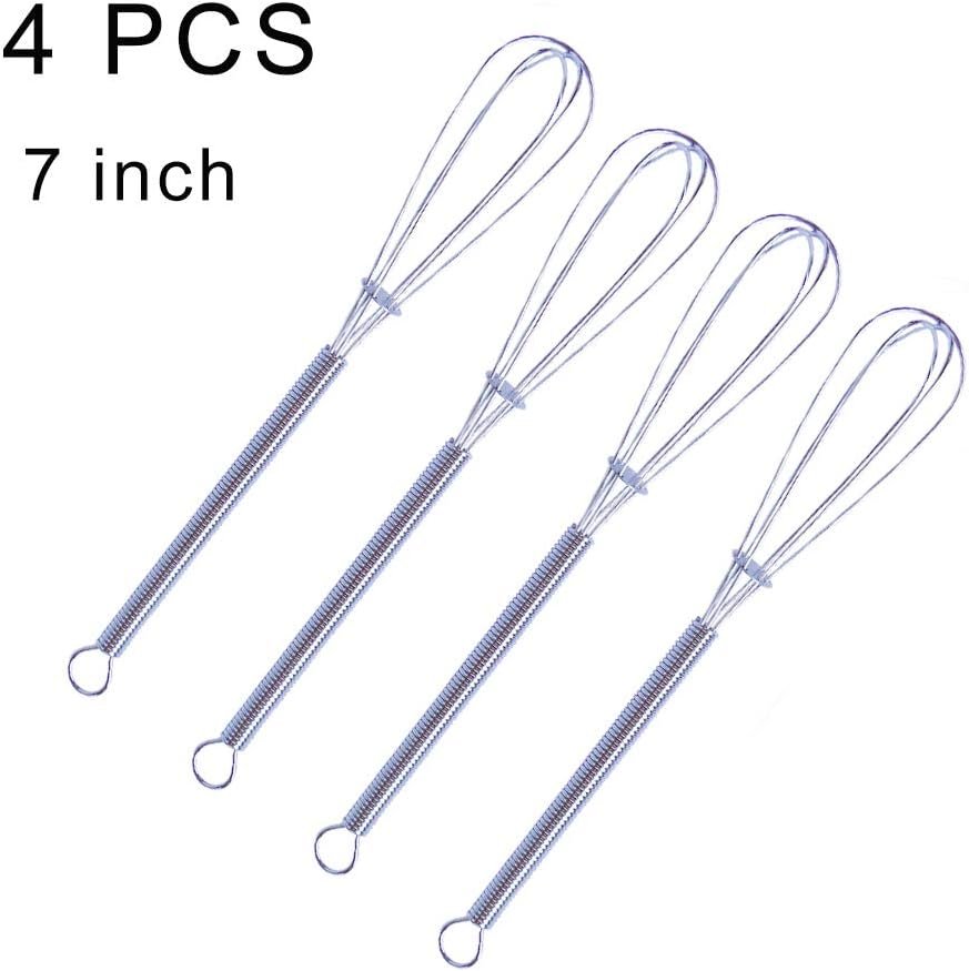 4 Pcs 7 Inch Mini Whisk | Small Wire Kitchen Whisks - Small Sizes Make for Easier Whisking Action 4 Pcs 7 Inch Mini Whisk | Small Wire Kitchen Whisks - Small Sizes Make for Easier Whisking Action