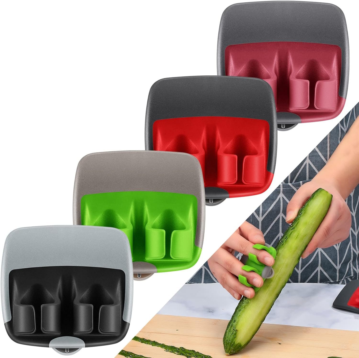 4 Pieces Finger Vegetable Peeler Palm Peeler Kitchen Fruit Potato Peeler with Comfortable Rubber Finger Grip For Pumpkin Carrot Cucumber Potato Peeling (Assorted Colors)