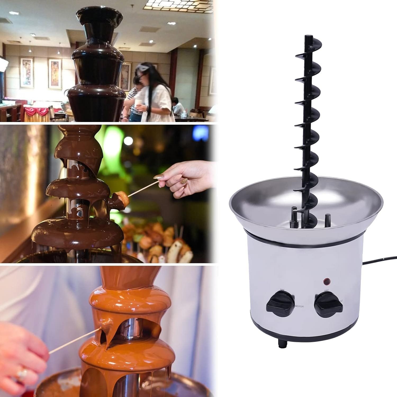 4 Tier Chocolate Fountain Party Fountain, Stainless Steel Electric Chocolate Fondue Fountain Machine for Birthday Party Wedding 4 Tier Chocolate Fountain Party Fountain, Stainless Steel Electric Chocolate Fondue Fountain Machine for Birthday Party Wedding