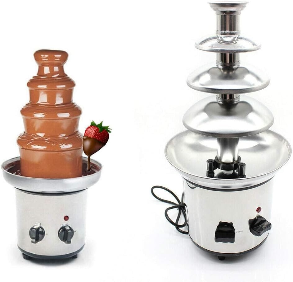 4 Tier Chocolate Fountain Party Fountain, Stainless Steel Electric Chocolate Fondue Fountain Machine for Birthday Party Wedding 4 Tier Chocolate Fountain Party Fountain, Stainless Steel Electric Chocolate Fondue Fountain Machine for Birthday Party Wedding