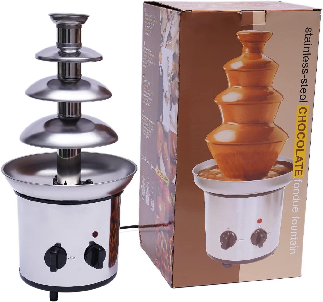 4 Tier Chocolate Fountain Party Fountain, Stainless Steel Electric Chocolate Fondue Fountain Machine for Birthday Party Wedding 4 Tier Chocolate Fountain Party Fountain, Stainless Steel Electric Chocolate Fondue Fountain Machine for Birthday Party Wedding