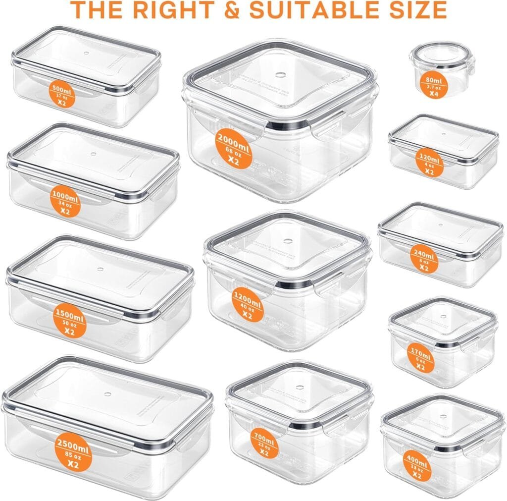 40 PCS Food Storage Containers with Lids Airtight (20 Containers  20 Lids), Plastic Storage Meal Prep Container-Stackable 100% Leakproof  BPA-Free Organization and Storage Sets, Lunch Containers 40 PCS Food Storage Containers with Lids Airtight (20 Containers  20 Lids), Plastic Storage Meal Prep Container-Stackable 100% Leakproof  BPA-Free Organization and Storage Sets, Lunch Containers