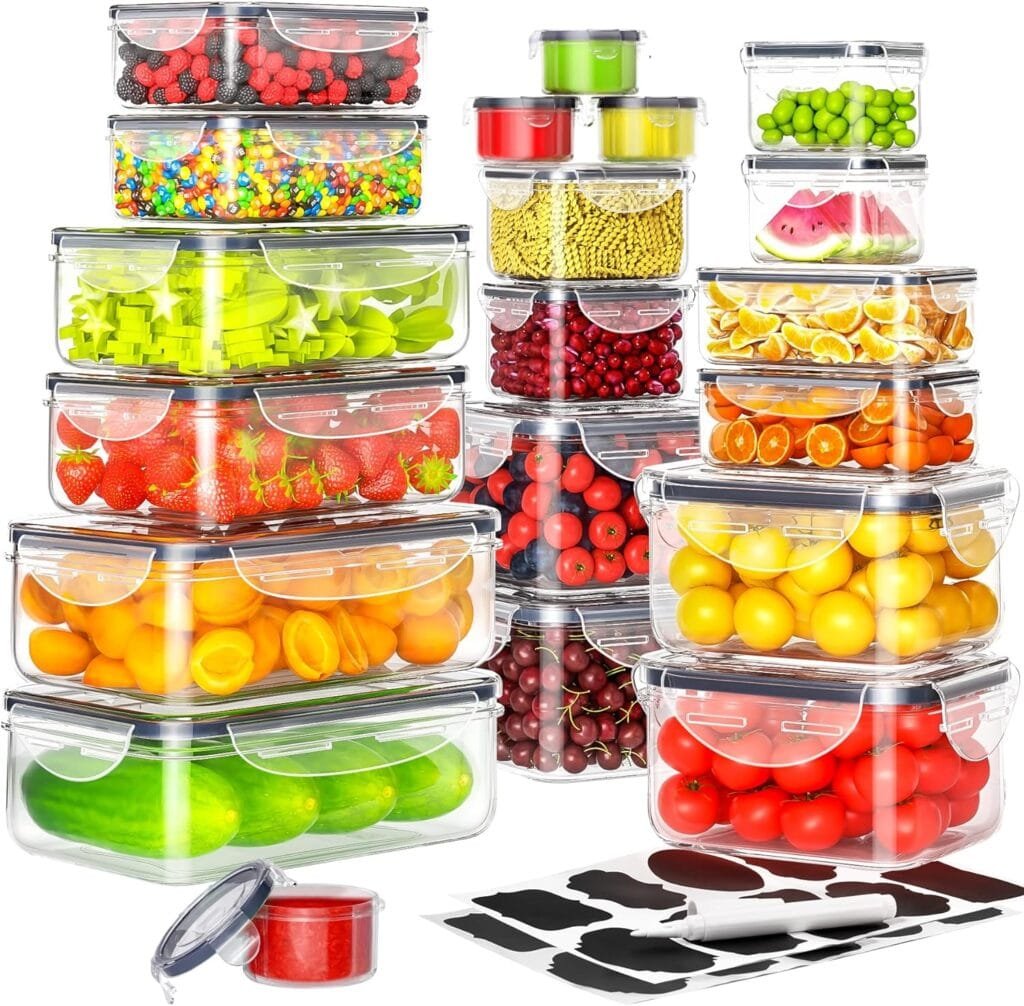 40 PCS Food Storage Containers with Lids Airtight (20 Containers  20 Lids), Plastic Storage Meal Prep Container-Stackable 100% Leakproof  BPA-Free Organization and Storage Sets, Lunch Containers 40 PCS Food Storage Containers with Lids Airtight (20 Containers  20 Lids), Plastic Storage Meal Prep Container-Stackable 100% Leakproof  BPA-Free Organization and Storage Sets, Lunch Containers