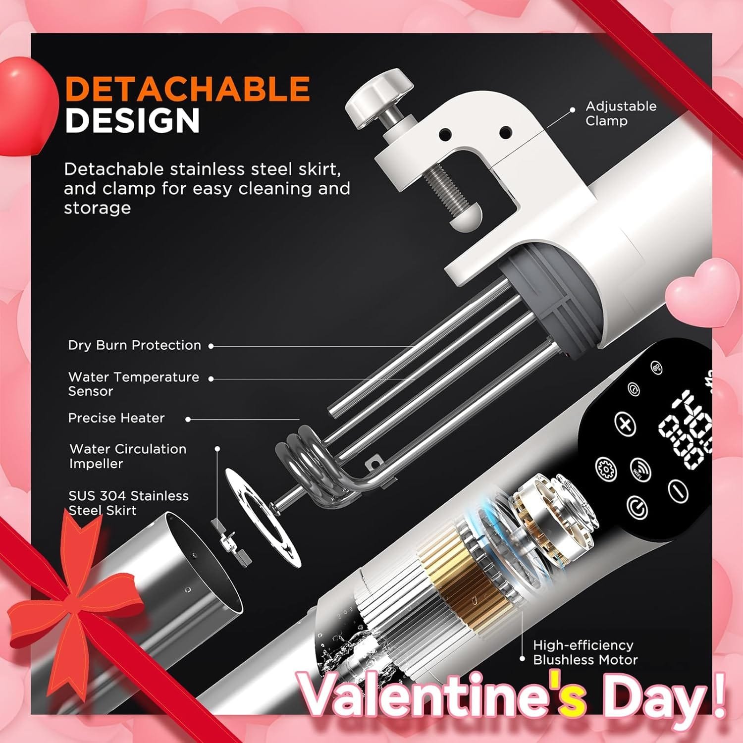 4T7 Sous Vide Machine 1100W, Sous Vide Precision Cooker, Waterproof Wifi App Control, Ultra Quiet Immersion Circulator with Recipes, Accurate Temperature and Time Control with Adjustable Clamp, White