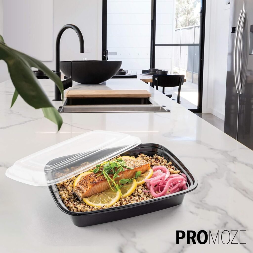 50-Pack Reusable Meal Prep Containers Microwave Safe Food Storage Containers with Lids, 28 oz - 1 Compartment Take Out Disposable Plastic Bento Lunch Box To Go, BPA Free - Dishwasher  Freezer Safe