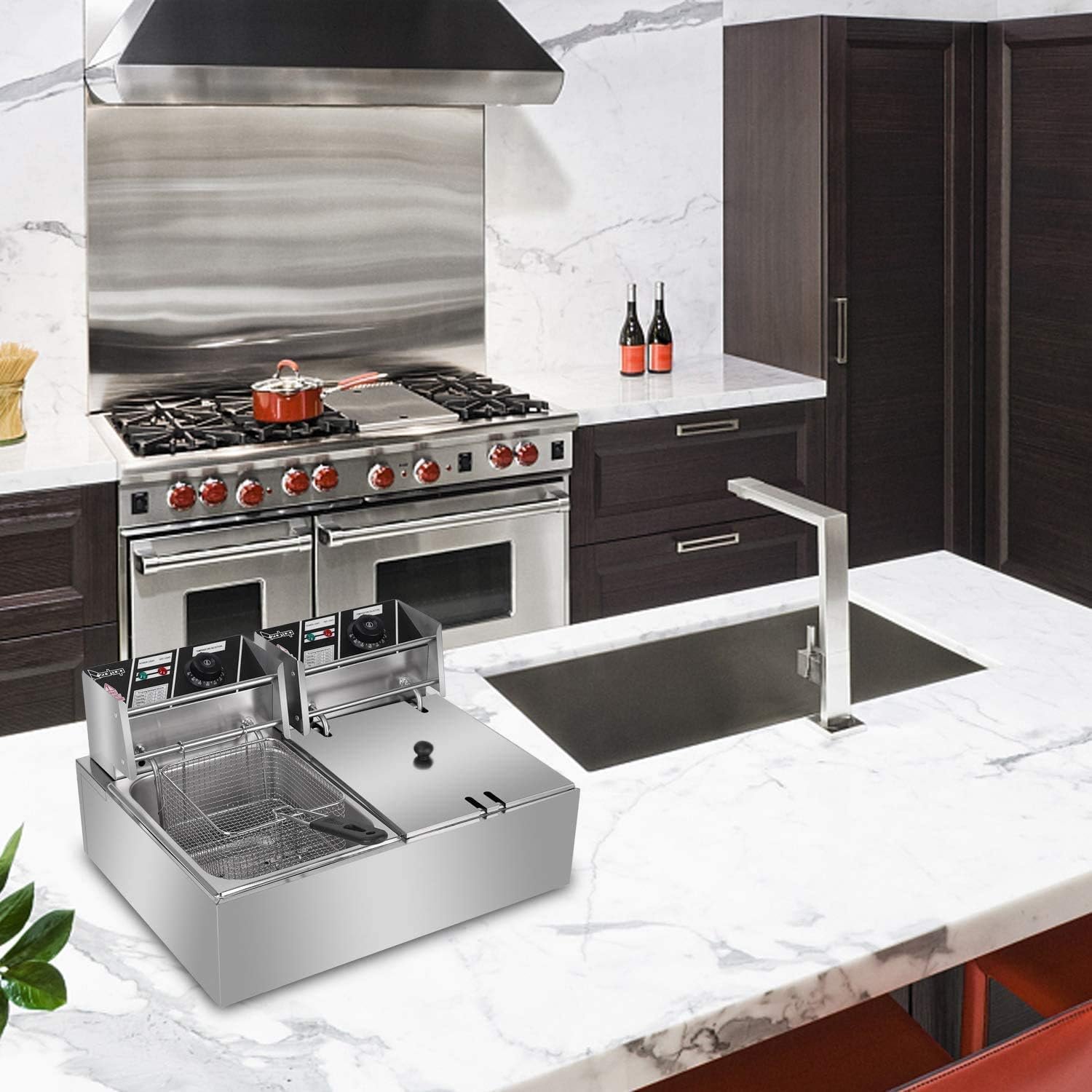 5000W Commercial Deep Fryer, 12L Electric Dual Tank Deep Fryer 5000W Commercial Deep Fryer, 12L Electric Dual Tank Deep Fryer