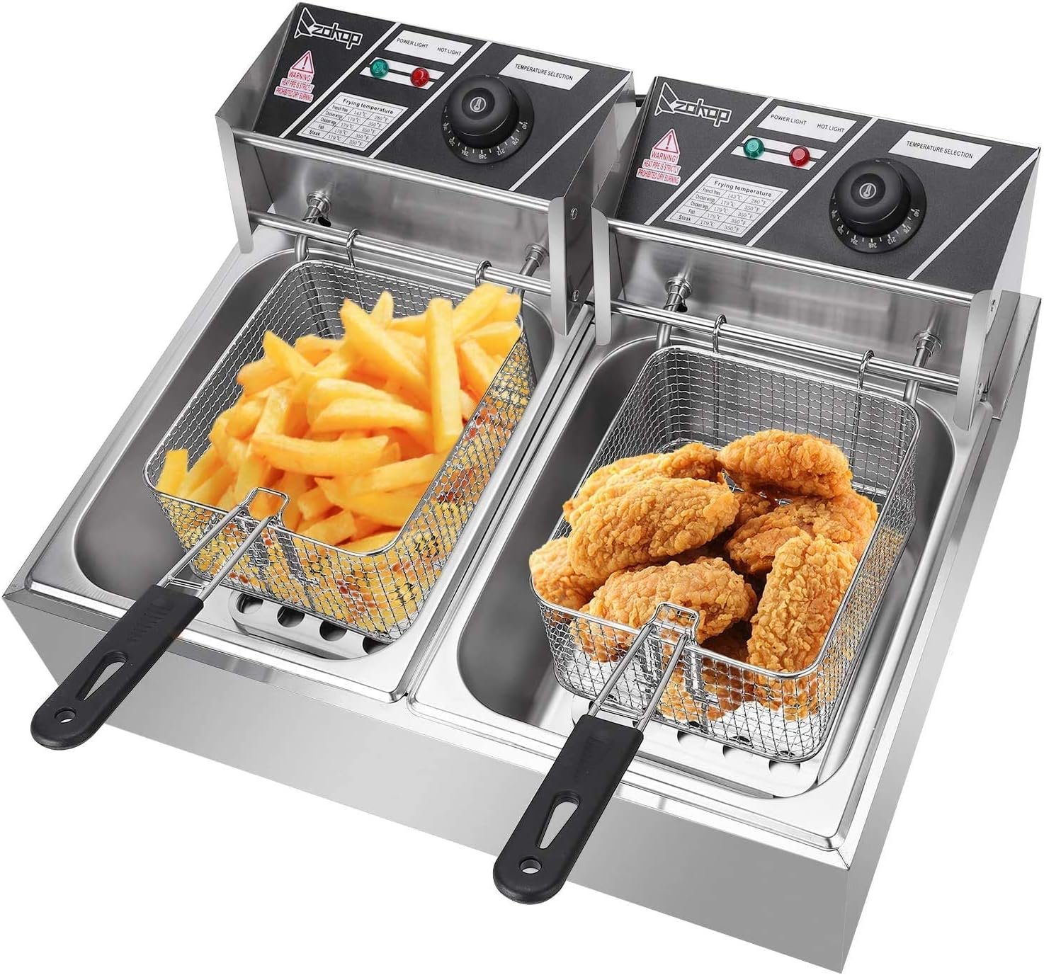 5000W Commercial Deep Fryer, 12L Electric Dual Tank Deep Fryer 5000W Commercial Deep Fryer, 12L Electric Dual Tank Deep Fryer