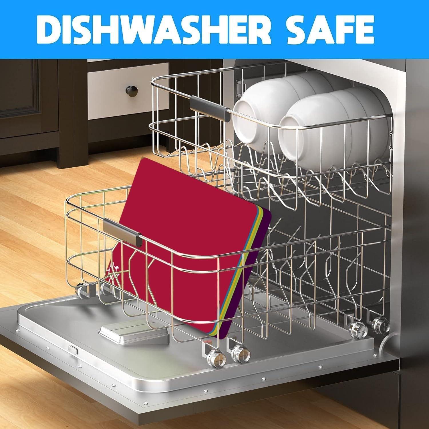 5Pcs Flexible Cutting Boards, BPA Free Plastic Cutting Boards Mats for Kitchen, Non Slip Cutting Mat for Meat and Vegetables