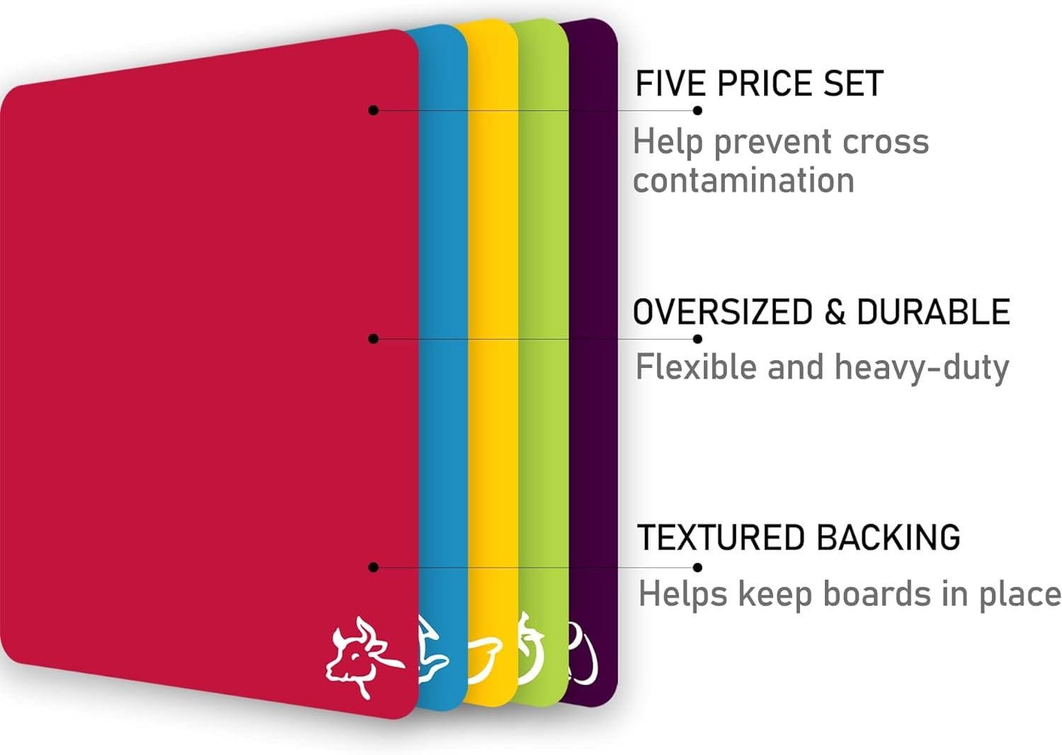 5Pcs Flexible Cutting Boards, BPA Free Plastic Cutting Boards Mats for Kitchen, Non Slip Cutting Mat for Meat and Vegetables